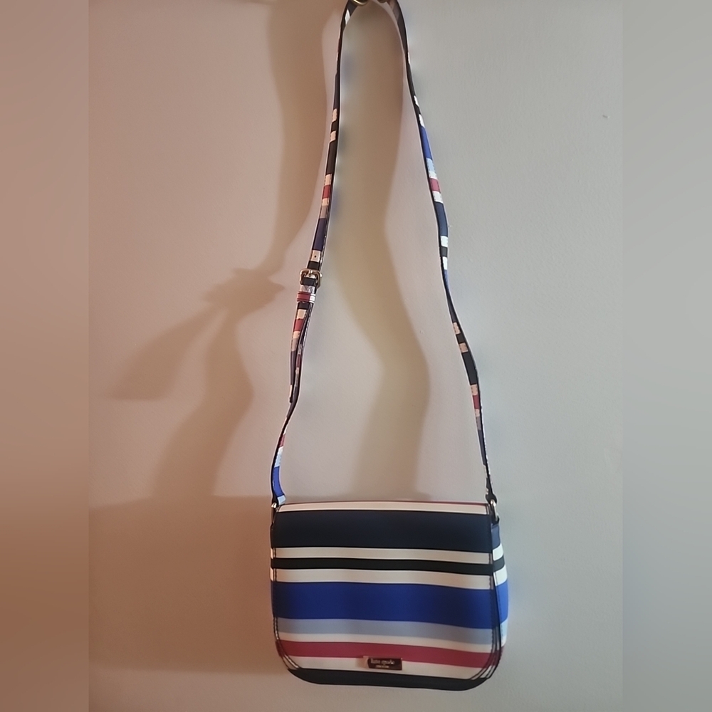 Kate Spade Laurel Way Carsen Leather Multicolored Striped  Crossbody Handbag